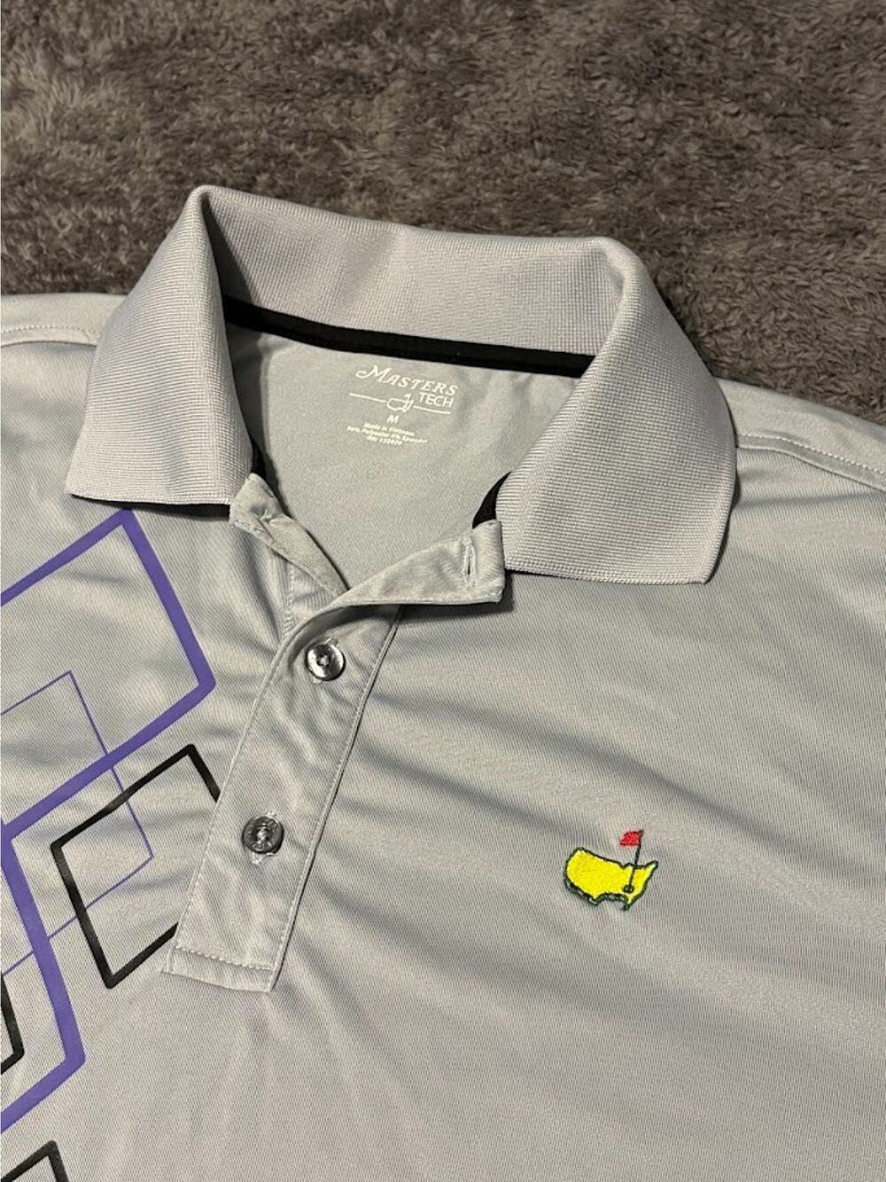 Augusta National Masters Tech Golf Polo Men's Medium Grey Diamond Graphic
